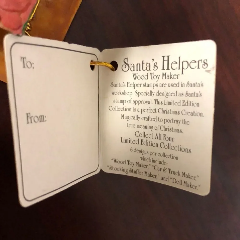 Santa’s Helpers Limited Edition Wood Toy Maker Christmas Ornament Decor